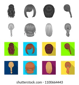 Light braid, fish tail and other types of hairstyles. Back hairstyle set collection icons in monochrome,flat style vector symbol stock illustration web.