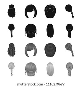 Light braid, fish tail and other types of hairstyles. Back hairstyle set collection icons in black,monochrome style vector symbol stock illustration web.