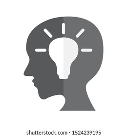 light brain head icon in flat style isolated. Vector Symbol illustration