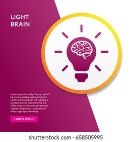 Light and Brain Icon. Info Graphic Board Flat Isolated Vector
