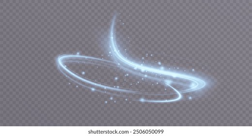 Light bright blue swirl. Glow effect of bright lines on dark background. Magic light swirls for magic and fantasy. Vector 10 EPS	