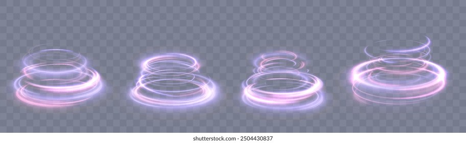 Light bright swirl. Portal effect on transparent background PNG. Bright light round teleportation podium. Magic gate in fantasy game. Vector	
