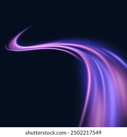 Light and bright Twirl. Curved light effect blue-violet lines. Effect of high-speed light energy for the action of game characters