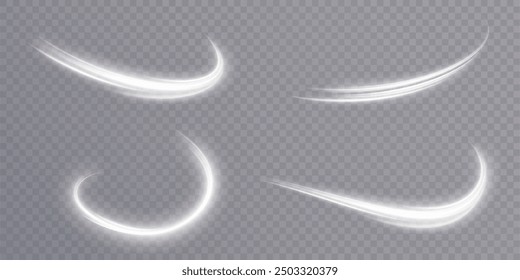 Light and bright Twirl. Curved light effect of flickering lines. High-speed light energy effect for game characters action on transparent background PNG