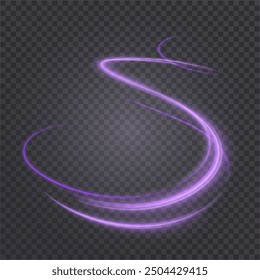 Ligero y brillante Twirl. Efecto de luz curvada con líneas azul-violeta. Efecto de la energía de la luz de alta velocidad para la acción de los personajes del juego	
