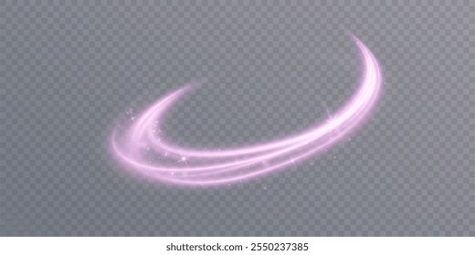 Light and bright Twirl. Curved light effect of bright purple lines. High-speed light energy effect for the action of game characters