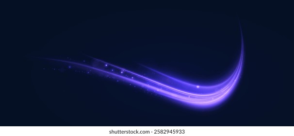 Light and bright Twirl. Curved light effect blue-violet lines. Effect of high-speed light energy for the action of game characters	
