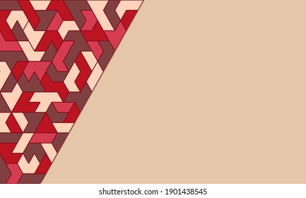 Light brown abstract background with bright geometric polygonal asymmetric pattern. Vector template.