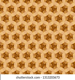 Light brown abstract hexagonal geometric seamless pattern. Coffee color shades. Vector illustration