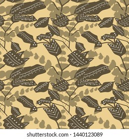  light brown background with abstract brown flowers and light colored ornaments