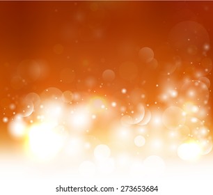 Light brown background with bokeh and glow. Magic light vector background. 