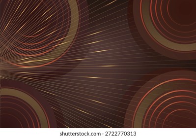 Fondo marrón claro con círculos dorados. Brillo de fondo moderno. Ilustración vectorial. EPS 10.