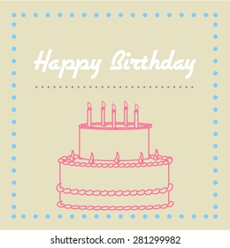 Light brown background with text and a cake. Vector illustration