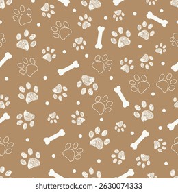 Light brown background with white paw and bones