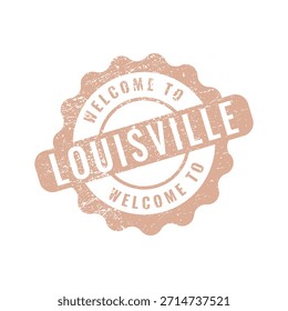 Texto de sello angustiado beige marrón claro Bienvenido a Louisville travel