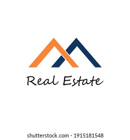 light brown and blue color roof logo design