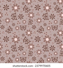 Light brown Butterfly Nature Vector Repeating Pattern