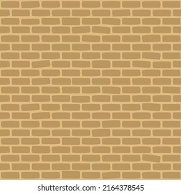 Light Brown Castle Wall Seamless Cartoon Texture. Sand Brick Wall Modern Flat Design Building Blocks texture used for game, web design, textile, paper.