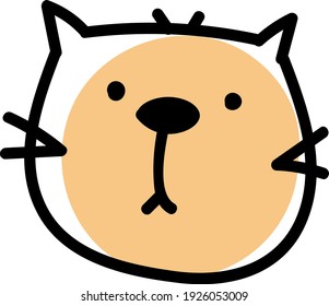 Light brown cat head, illustration, vector on white background.