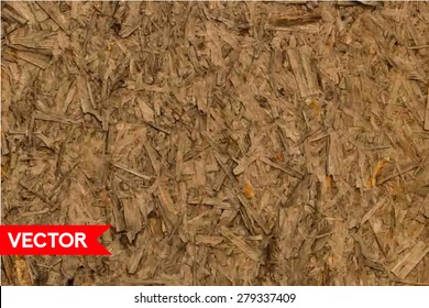 ?ompressed light brown chipboard. Vector wood. Pressed Wooden Panel (OSB) board. Sawdust macro close up