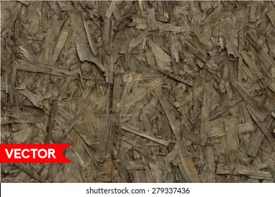 ?ompressed light brown chipboard. Vector wood. Pressed Wooden Panel (OSB) board. Sawdust macro close up