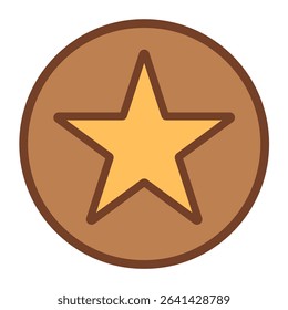 light brown christmas and new year cookie with star topping, vector illustration