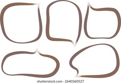 light brown coffee color paint brush stroke speech bubbles set
