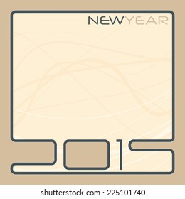 Light brown concept frame with 2015 New Year on yellow background. Vector