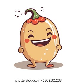 Light brown cute chili vector and white background