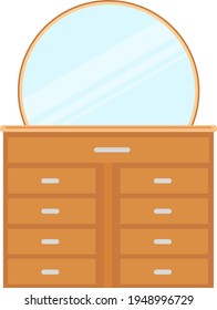 Light brown dressing table, illustration, vector on white background.
