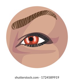 Ojo marrón claro en el círculo, parte de la ilustración del vector facial masculino o femenino