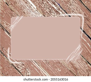 marco marrón claro con pinceladas de broche para burlarse de fondo de madera, plantilla para el diseño de espacio de copia