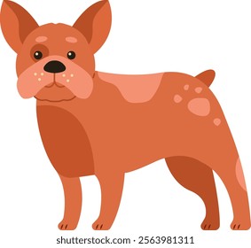 Light brown French bulldog with charming spots, standing still against a clean white background, creating a minimal vector illustration that captures its adorable and friendly nature