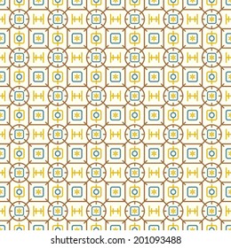 Light Brown geometric rounded corner rectangle and square and flower and circle and line pattern on pastel background. Sweet modern abstract seamless pattern for abstract or graphic design