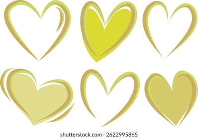 light brown green color decorative art abstract hearts collection