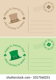 light brown and green postcards for saint patrick day - vector holiday backgrounds