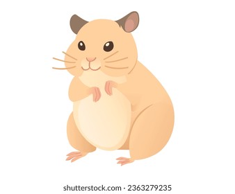 hellbrauner Hamster, süßer Cartoon, Tierdesign, Vektorgrafik einzeln auf weißem Hintergrund