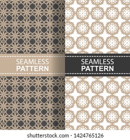 Light brown line seamless pattern background. Vector illustration for elegant design. Stylish decorative bright label set. Fashion universal pattern. - Vector