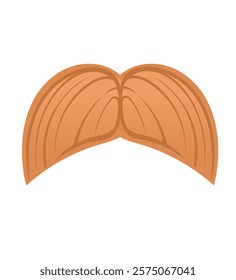 Light brown mustache with soft curves and smooth lines. Ideal for character design or playful illustrations. Vector illustration isolated on white background