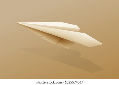 Light brown paper plane flies over a light brown background.