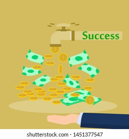 light brown pipe send the money down on entering like flow cash and coin to ground floor to saving collect more.