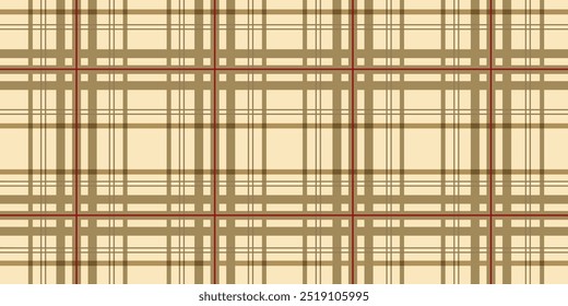 Light brown plaid fabric texture background. Seamless plaid vector eps.