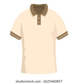 Light brown polo shirt with brown collar and sleeves is isolated on white background