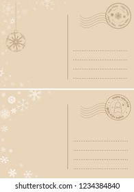 light brown postcards for winter holidays - vector holiday backgrounds