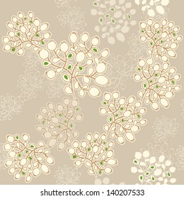 light brown seamless pattern with plants