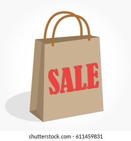 light brown shopping bag with shadow effect