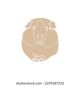 Light brown silhouette of the cute guinea pig on white background. Vector illustration.