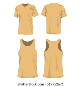 light brown sport top and t-shirt isolated vector set