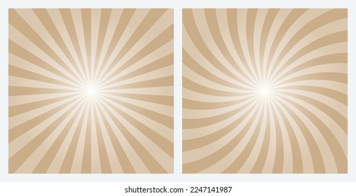 Light brown sunburst pattern background. Medium Sea Green rays background. Tan Brown sunbeam backdrop as design element. Vector illustrations.