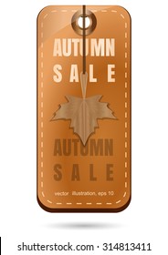 Light brown tag autumn sale, vector illustration